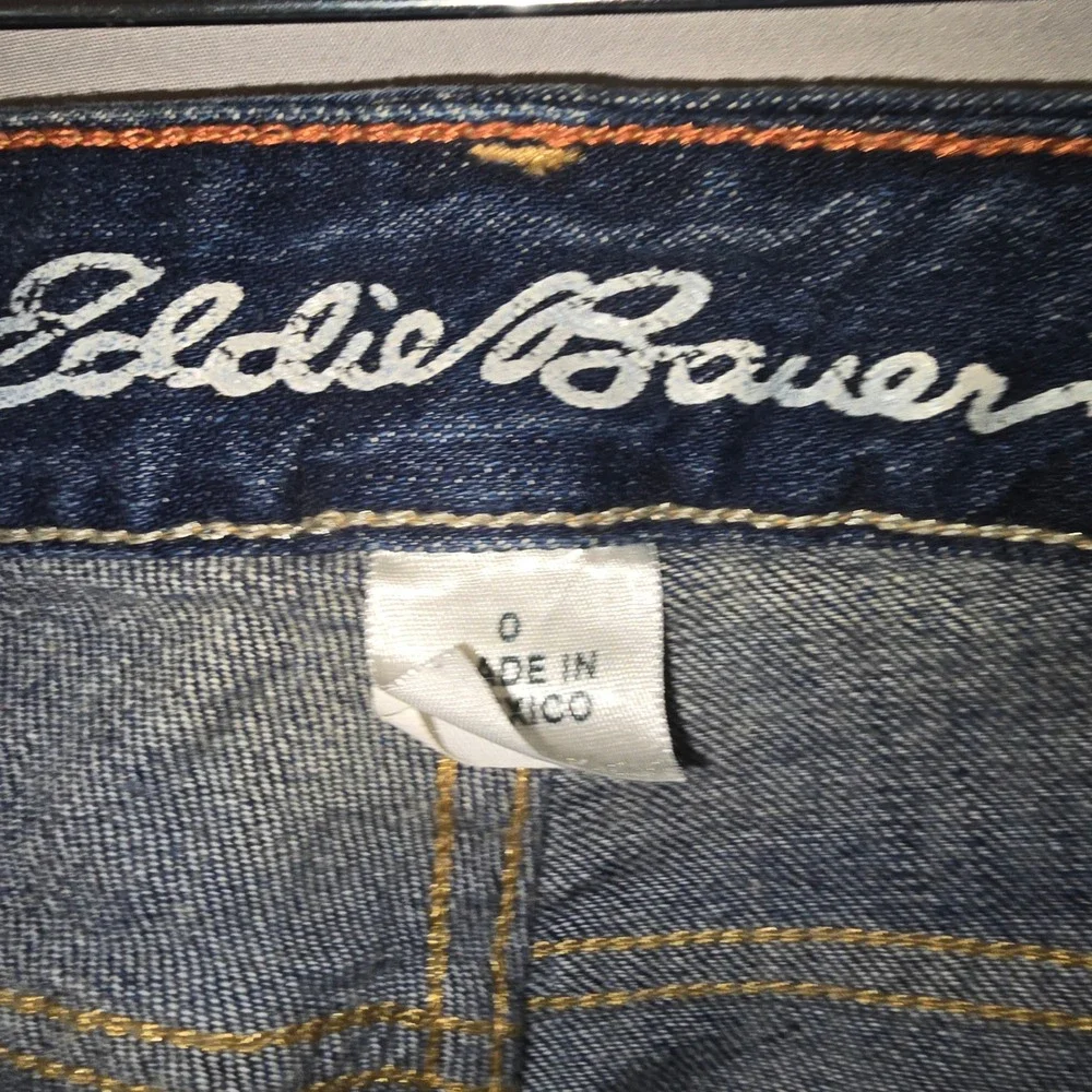 Eddie Bauer Bootcut Jeans 0 Womens Dark Wash Curvy Mid Rise Stretch 33 Inseam